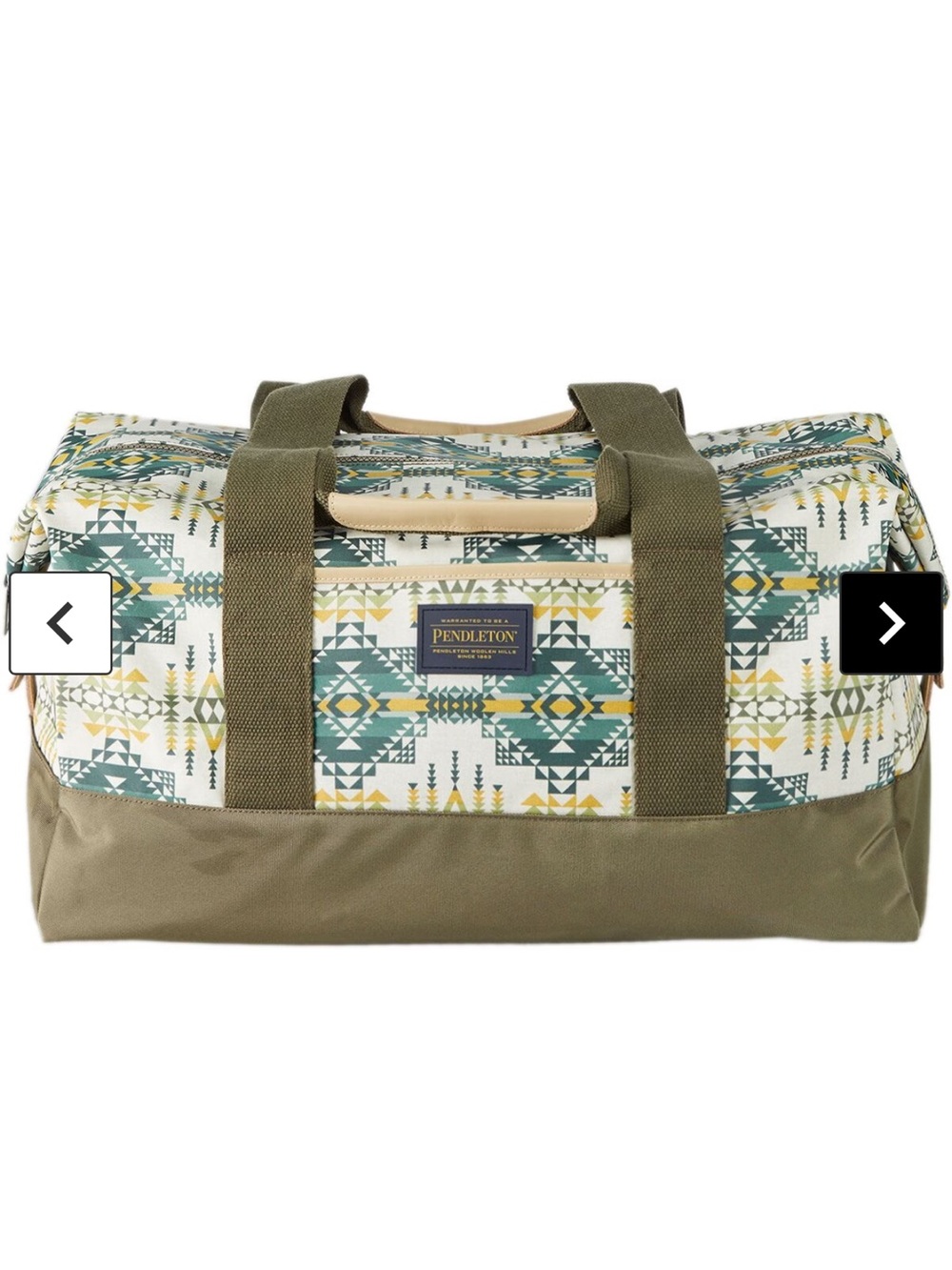 Pendleton Olive & Teal Patterned Weekender Duffel Bag - Picture 3 of 6